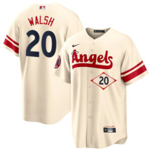 Men Los Angeles Angels #20 Jared Walsh 2022 Cream City Connect Cool Base Stitched Jersey