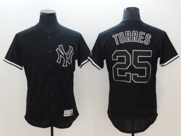 Men MLB New York Yankees #25 Gleyber Torres Black Flexbase Jersey