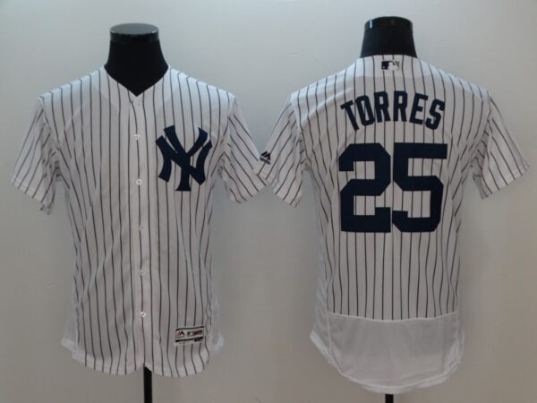 Men MLB New York Yankees #25 Gleyber Torres White Flexbase Player Stitched Jersey