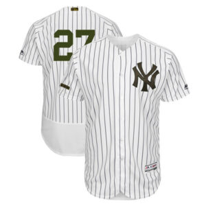 Men MLB New York Yankees #27 Giancarlo Stanton White Majestic 2018 Memorial Day Collection Flex Base Stitched Jersey