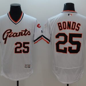 Men MLB San Francisco Giants #25 Barry Bonds White White Throwback Stitched Jersey