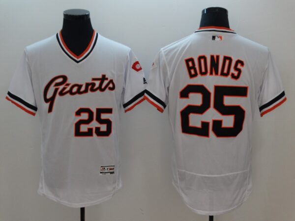 Men MLB San Francisco Giants #25 Barry Bonds White White Throwback Stitched Jersey