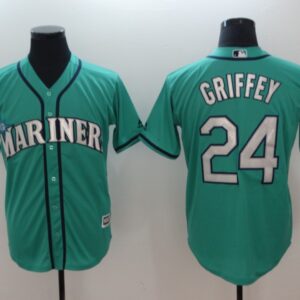 Men MLB Seattle Mariners #24 Ken Griffey Jr. Green Alternate Cool Base Stitched MLB Jersey