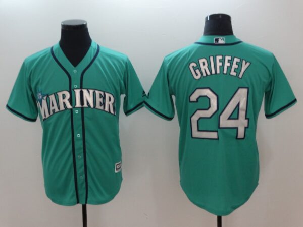 Men MLB Seattle Mariners #24 Ken Griffey Jr. Green Alternate Cool Base Stitched MLB Jersey