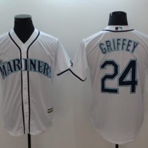 Men MLB Seattle Mariners #24 Ken Griffey Jr. White Alternate Cool Base Stitched MLB Jersey