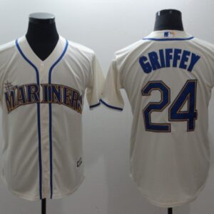 Men MLB Seattle Mariners #24 Ken Griffey Jr.Cream Alternate Cool Base Stitched MLB Jersey