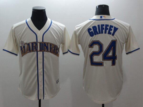 Men MLB Seattle Mariners #24 Ken Griffey Jr.Cream Alternate Cool Base Stitched MLB Jersey