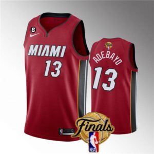 Men Miami Heat #13 Bam Adebayo Red 2023 Finals Statement Edition With NO.6 Patch Stitched Jersey