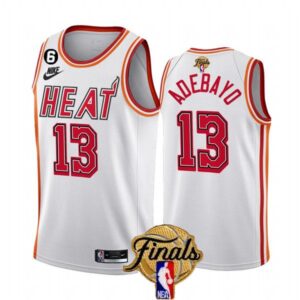 Men Miami Heat #13 Bam Adebayo White 2023 Finals Classic Edition With NO.6 Patch Stitched Jersey