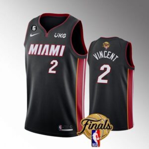 Men Miami Heat #2 Gabe Vincent Black 2023 Finals Icon Edition With NO.6 Patch Stitched Jersey