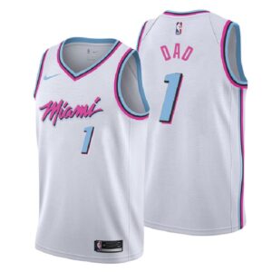 Men Miami Heat 2018 Father Day White Number 1 Dad Swingman Jersey