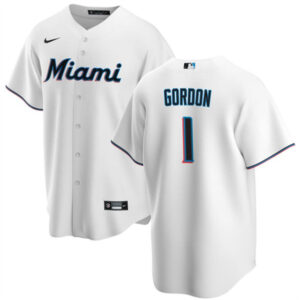 Men Miami Marlins #1 Nick Gordon White Cool Base Stitched Baseball Jersey