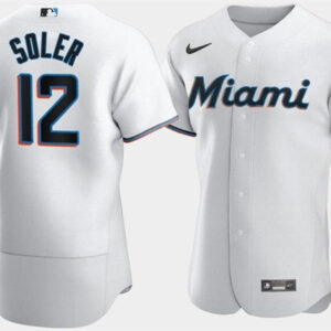 Men Miami Marlins #12 Jorge Soler White Flex Base Stitched Jersey