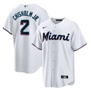 Men Miami Marlins #2 Jazz Chisholm Jr. White Cool Base Stitched Jersey