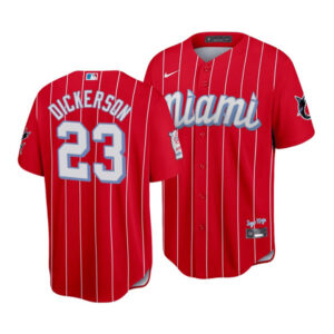 Men Miami Marlins #23 Corey Dickerson 2021 Red City Connect Cool Base Stitched MLB Jersey