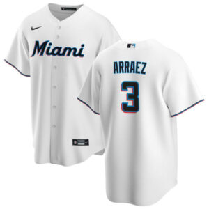 Men Miami Marlins #3 Luis Arraez White Cool Base Stitched Baseball Jersey