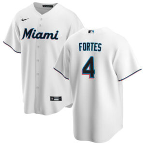 Men Miami Marlins #4 Nick Fortes White Cool Base Stitched Baseball Jersey