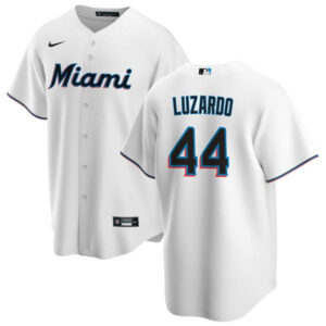 Men Miami Marlins #44 Jesús Luzardo White Cool Base Stitched Baseball Jersey