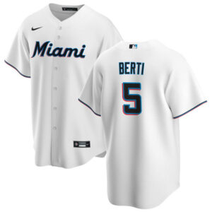 Men Miami Marlins #5 Jon Berti White Cool Base Stitched Baseball Jersey