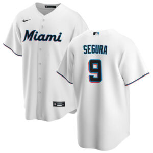 Men Miami Marlins #9 Jean Segura White Cool Base Stitched Baseball Jersey