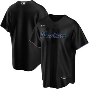 Men Miami Marlins Black Cool Base Stitched MLB Jersey