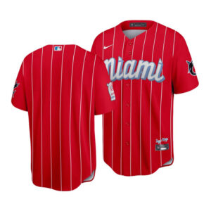 Men Miami Marlins Blank 2021 Red City Connect Cool Base Stitched MLB Jersey