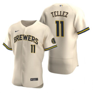 Men Milwaukee Brewers #11 Rowdy Tellez Cream Flex Base Stitched MLB Jersey