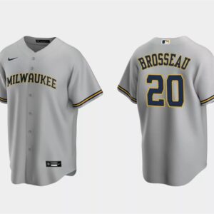 Men Milwaukee Brewers #20 Mike Brosseau Gray Cool Base Stitched Jersey