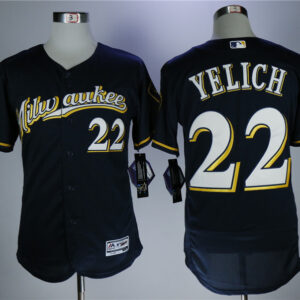 Men Milwaukee Brewers #22 Christian Yelich Navy Flexbase Stitched MLB Jersey