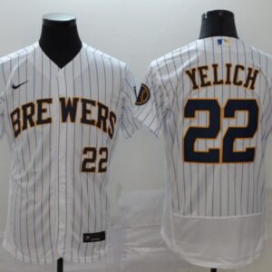 Men Milwaukee Brewers #22 Christian Yelich White Flex Base Stitched MLB Jersey