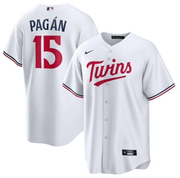 Men Minnesota Twins #15 Emilio Pagan White Cool Base Stitched Jersey