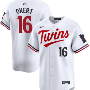 Men Minnesota Twins #16 Steven Okert White 2024 Home Limited Cool Base Stitched Baseball Jersey