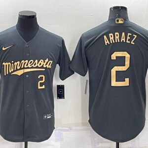 Men Minnesota Twins #2 Luis Arraez Charcoal 2022 All-Star Cool Base Stitched Baseball Jersey