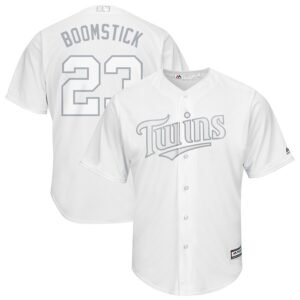 Men Minnesota Twins #23 Nelson Cruz "Boomstick" Majestic White 2019 Players' Weekend Player Stitched MLB Jersey