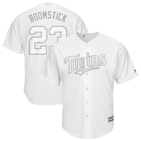 Men Minnesota Twins #23 Nelson Cruz "Boomstick" Majestic White 2019 Players' Weekend Player Stitched MLB Jersey