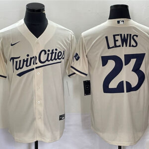 Men Minnesota Twins #23 Royce Lewis Cream Cool Base Stitched Baseball Jersey