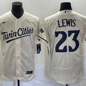 Men Minnesota Twins #23 Royce Lewis Cream Flex Base Stitched Baseball Jersey