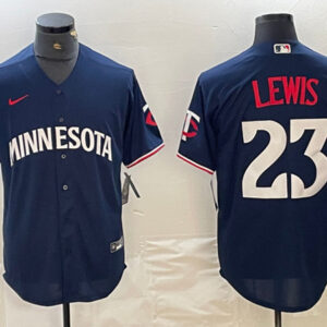 Men Minnesota Twins #23 Royce Lewis Navy Cool Base Stitched Baseball Jersey