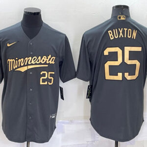 Men Minnesota Twins #25 Byron Buxton Charcoal 2022 All-Star Cool Base Stitched Baseball Jersey