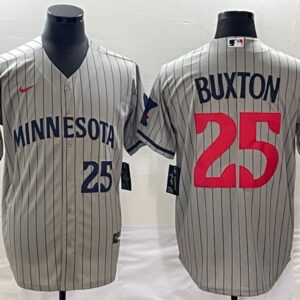 Men Minnesota Twins #25 Byron Buxton Gray Cool Base Stitched Jersey