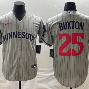 Men Minnesota Twins #25 Byron Buxton Gray Cool Base Stitched Jersey