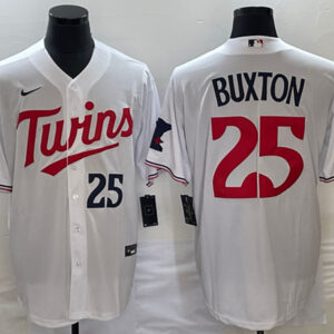 Men Minnesota Twins #25 Byron Buxton White Cool Base Stitched Jersey