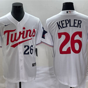 Men Minnesota Twins #26 Max Kepler White Cool Base With Patch Stitched Baseball Jersey