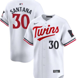 Men Minnesota Twins #30 Carlos Santana White 2024 Home Limited Cool Base Stitched Baseball Jersey