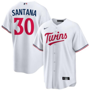 Men Minnesota Twins #30 Carlos Santana White Cool Base Stitched Baseball Jersey