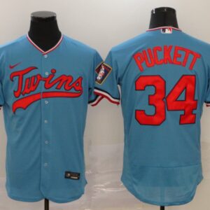 Men Minnesota Twins #34 Kirby Puckett Blue Flex Base Stitched MLB Jersey