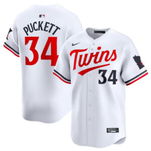 Men Minnesota Twins #34 Kirby Puckett White 2024 Home Limited Cool Base Stitched Baseball Jersey