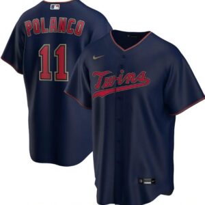 Men Minnesota Twins Navy #11 Jorge Polanco Cool Base Stitched MLB Jersey