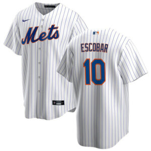 Men New York Mets #10 Eduardo Escobar White Cool Base Stitched Jersey