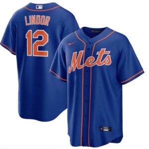 Men New York Mets #12 Francisco Lindor Cool Base Stitched MLB Jersey